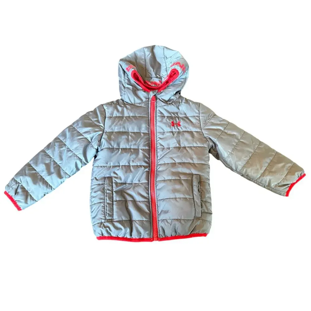 Under Armour Storm ColdGear Puffer Jacket Toddler Size 3T Gray Warm Winter Cozy
